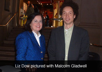Liz Dow pictured with Malcolm Gladwell